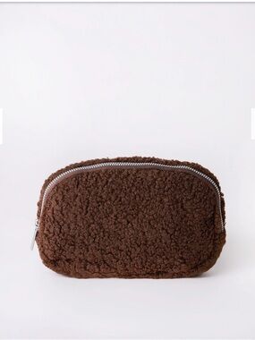 Cozy Brown Sherpa Zip Pouch